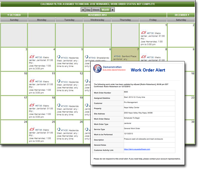 Janitorial Scheduling software, eQuest, Work order manangement Software & Mobile App.